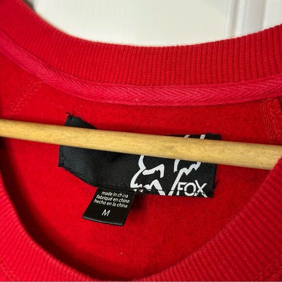 Y2K Fox Racing Red Black Logo Spellout Scoop Neck Sweatshirt Sz M Grunge Mcbling - Picture 7 of 8